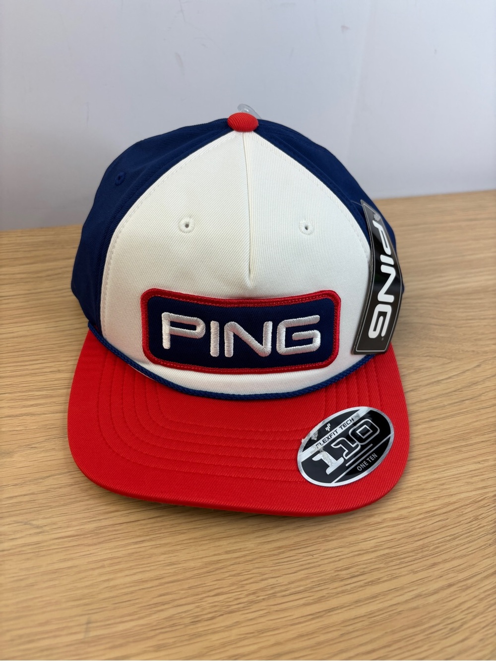 Ping Tricolor Patch Snapback Hat - Red, White, Blue NWT